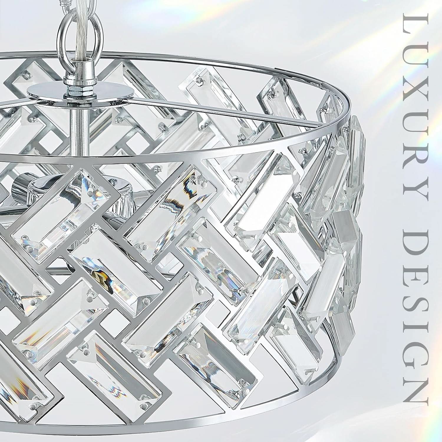 Chrome Crystal Chandelier 12 Inch Light Semi Flush